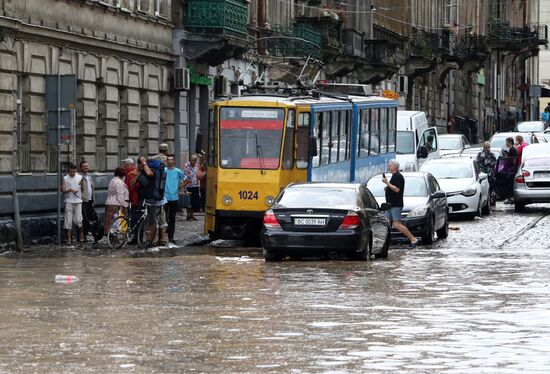 Aftermath of heavy rains in Lvov