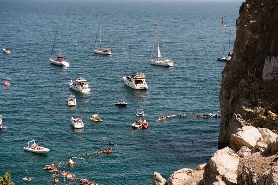 Freerate Cliff Diving World Cup international tournament in Crimea