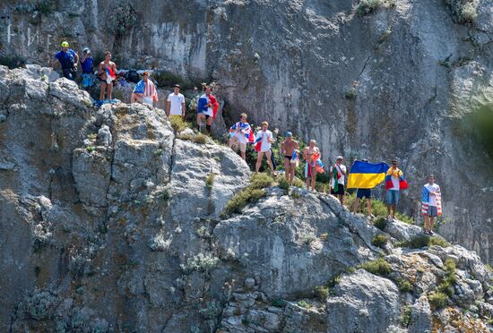 Freerate Cliff Diving World Cup international tournament in Crimea