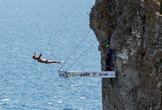 Freerate Cliff Diving World Cup international tournament in Crimea