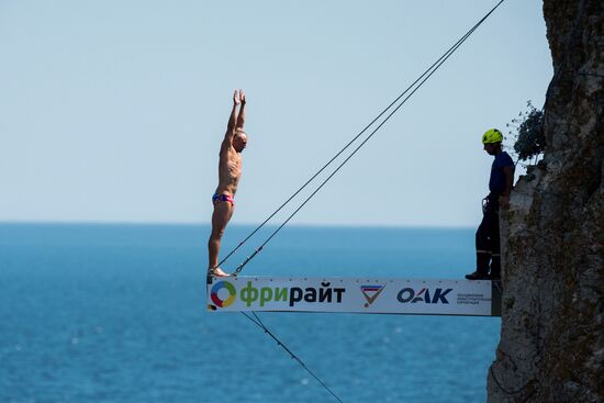 Freerate Cliff Diving World Cup international tournament in Crimea
