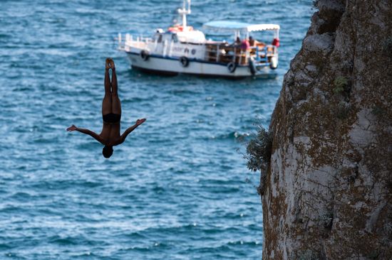Freerate Cliff Diving World Cup international tournament in Crimea