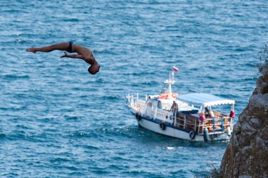 Freerate Cliff Diving World Cup international tournament in Crimea