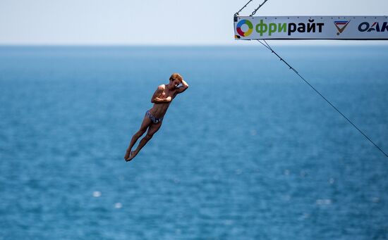 Freerate Cliff Diving World Cup international tournament in Crimea