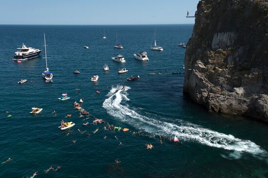 Freerate Cliff Diving World Cup international tournament in Crimea