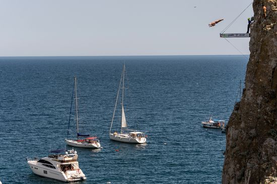 Freerate Cliff Diving World Cup international tournament in Crimea