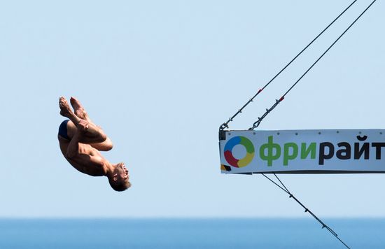 Freerate Cliff Diving World Cup international tournament in Crimea