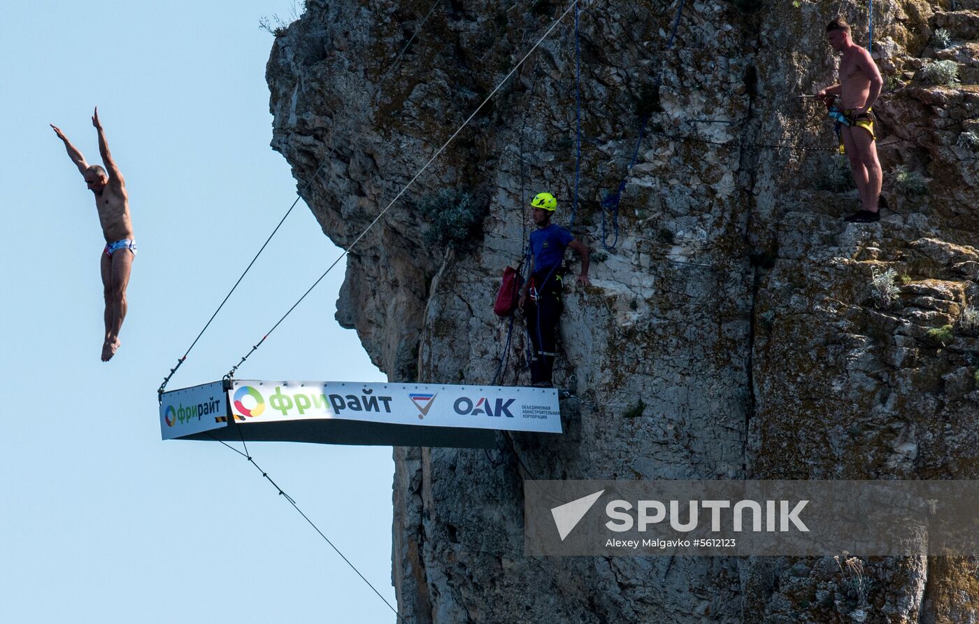 Freerate Cliff Diving World Cup international tournament in Crimea