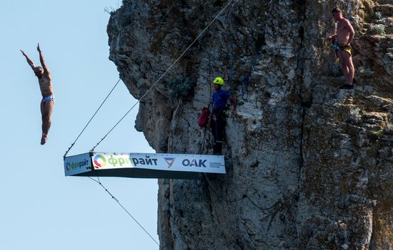 Freerate Cliff Diving World Cup international tournament in Crimea