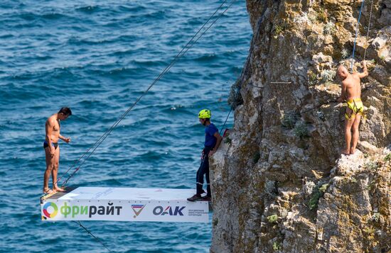 Freerate Cliff Diving World Cup international tournament in Crimea