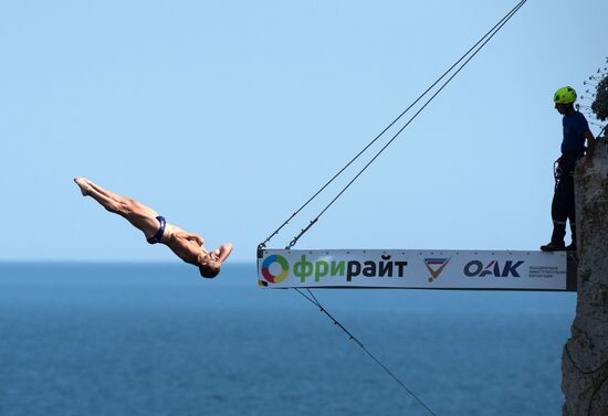 Freerate Cliff Diving World Cup international tournament in Crimea