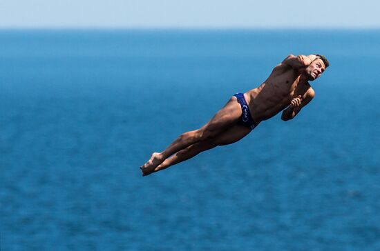Freerate Cliff Diving World Cup international tournament in Crimea