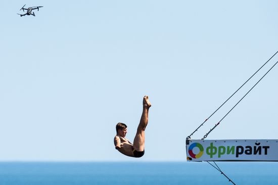 Freerate Cliff Diving World Cup international tournament in Crimea