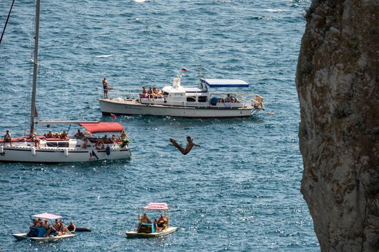 Freerate Cliff Diving World Cup international tournament in Crimea