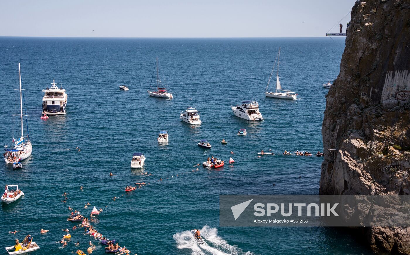 Freerate Cliff Diving World Cup international tournament in Crimea