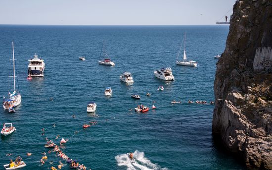 Freerate Cliff Diving World Cup international tournament in Crimea