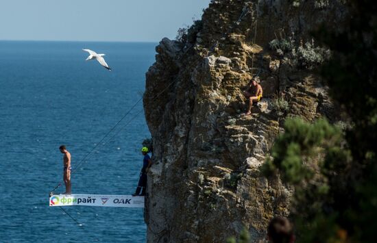 Freerate Cliff Diving World Cup international tournament in Crimea