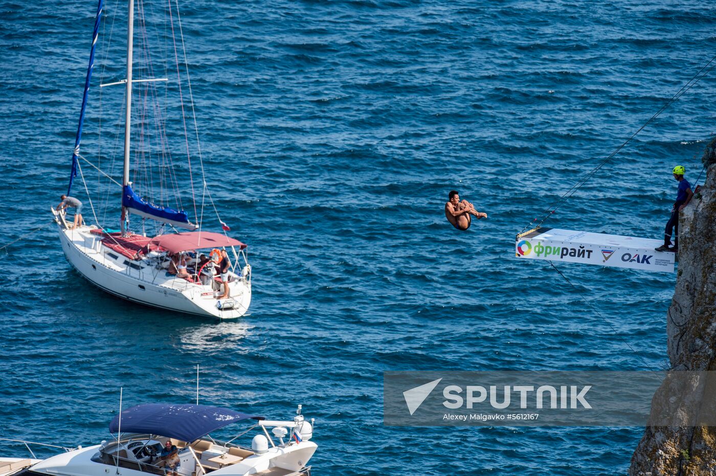 Freerate Cliff Diving World Cup international tournament in Crimea