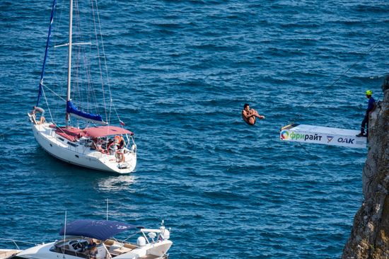 Freerate Cliff Diving World Cup international tournament in Crimea