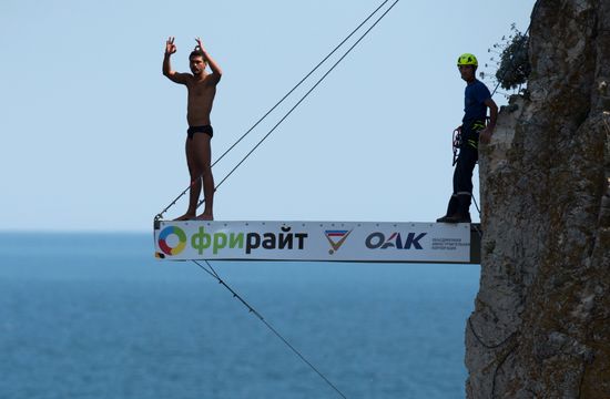 Freerate Cliff Diving World Cup international tournament in Crimea