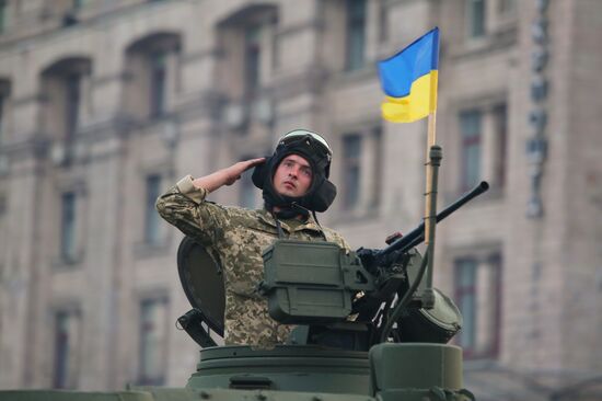 Rehearsal of parade for Ukrainian Independence Day in Kiev