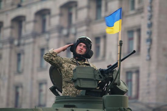 Rehearsal of parade for Ukrainian Independence Day in Kiev