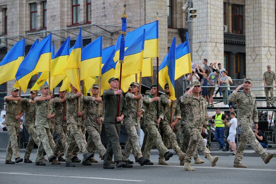 Rehearsal of parade for Ukrainian Independence Day in Kiev