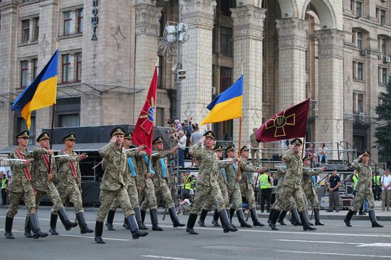 Rehearsal of parade for Ukrainian Independence Day in Kiev