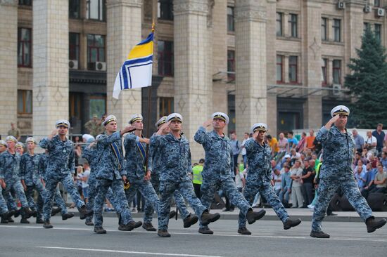 Rehearsal of parade for Ukrainian Independence Day in Kiev