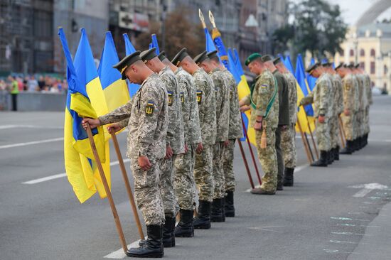 Rehearsal of parade for Ukrainian Independence Day in Kiev