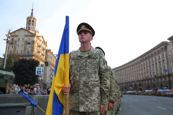 Rehearsal of parade for Ukrainian Independence Day in Kiev