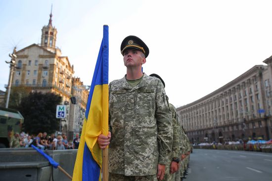 Rehearsal of parade for Ukrainian Independence Day in Kiev