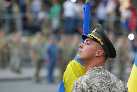 Rehearsal of parade for Ukrainian Independence Day in Kiev