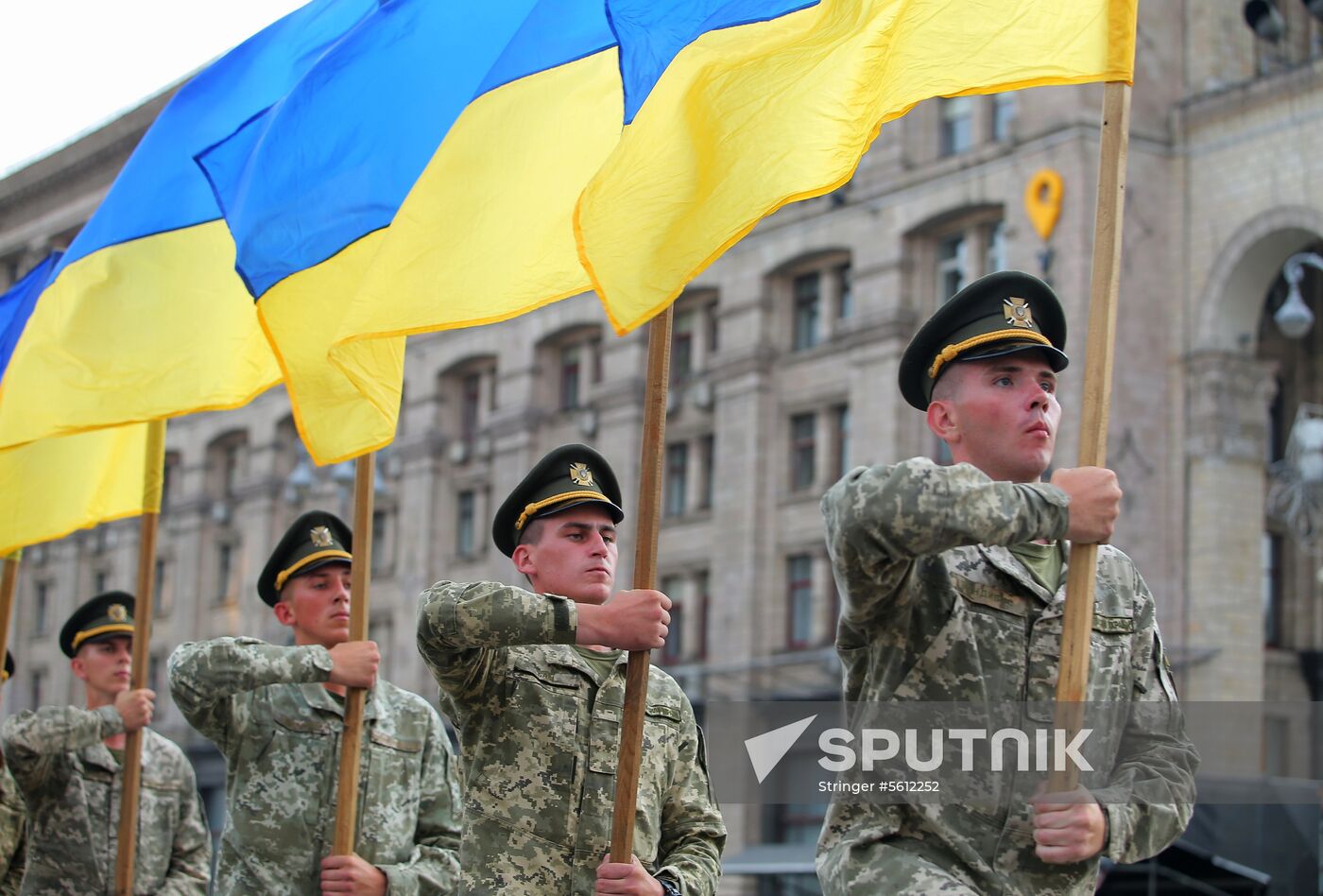 Rehearsal of parade for Ukrainian Independence Day in Kiev