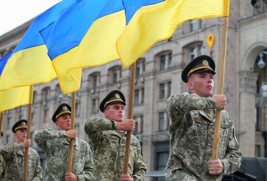 Rehearsal of parade for Ukrainian Independence Day in Kiev