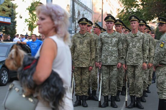 Rehearsal of parade for Ukrainian Independence Day in Kiev