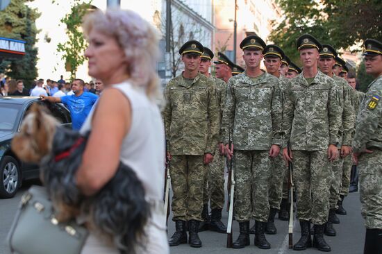 Rehearsal of parade for Ukrainian Independence Day in Kiev