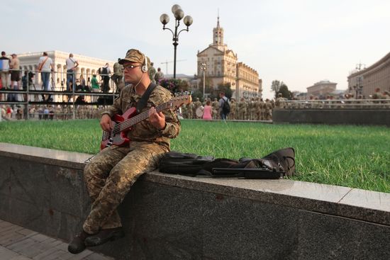Rehearsal of parade for Ukrainian Independence Day in Kiev