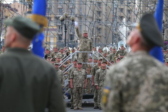 Rehearsal of parade for Ukrainian Independence Day in Kiev