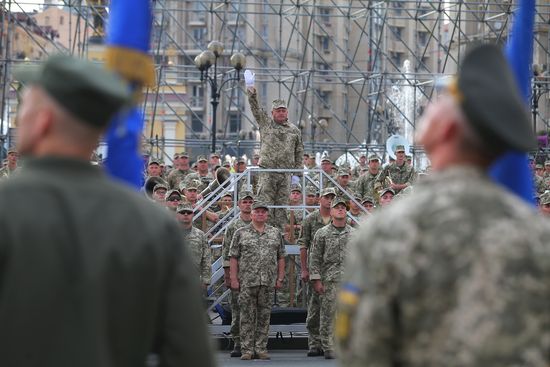 Rehearsal of parade for Ukrainian Independence Day in Kiev