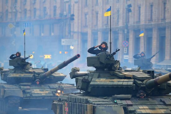 Rehearsal of parade for Ukrainian Independence Day in Kiev