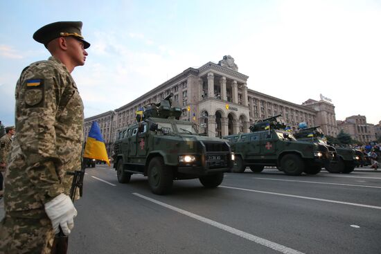 Rehearsal of parade for Ukrainian Independence Day in Kiev
