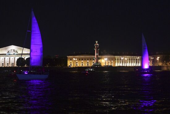 Ballet of Sails water and light show in St. Petersburg