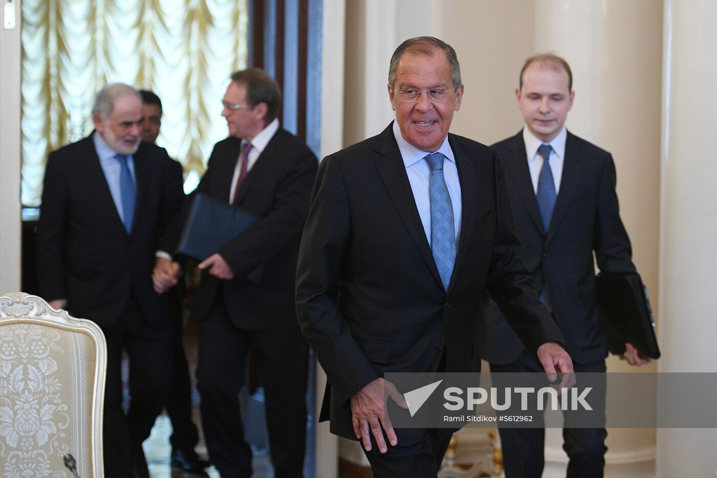 Russian Foreign Minister Lavrov meets with his Lebanese counterpart Bassil