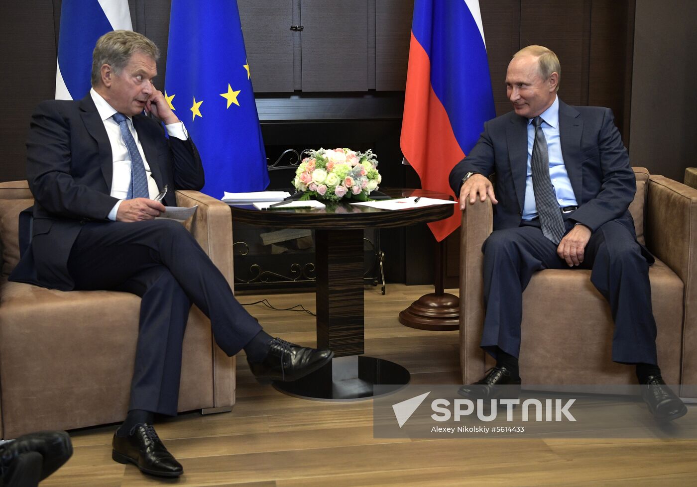 Russian President Vladimir Putin meets with Finnish President Sauli Niinisto