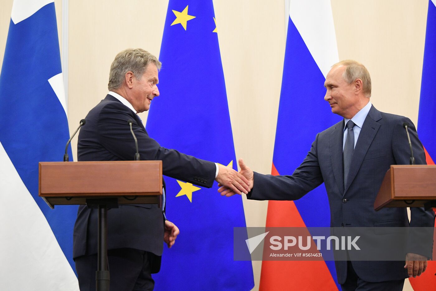 Russian President Vladimir Putin meets with Finnish President Sauli Niinisto