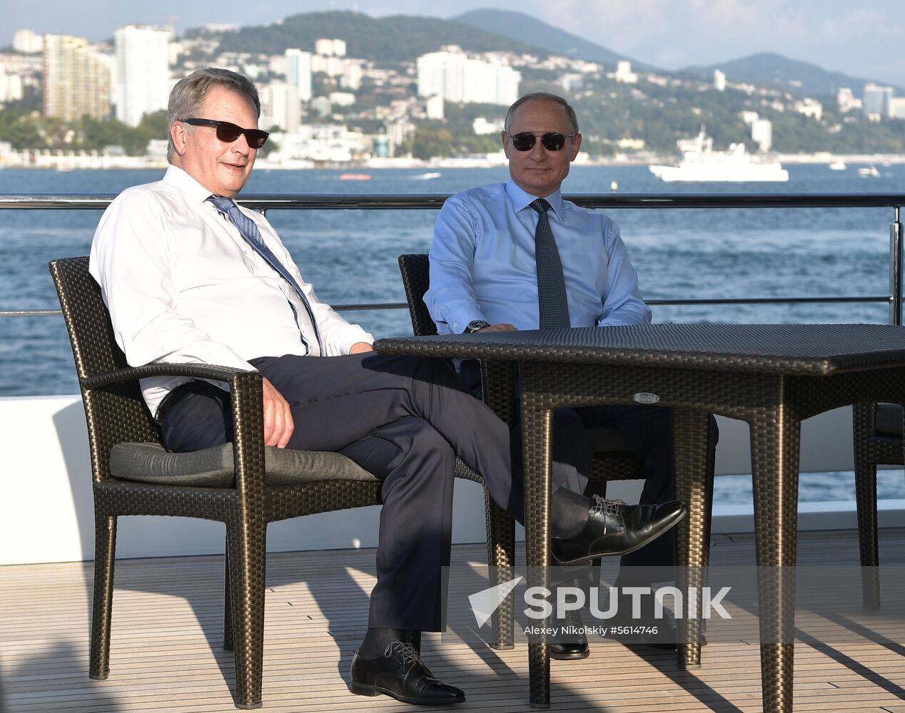 Russian President Vladimir Putin meets with Finnish President Sauli Niinisto