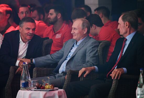 Vladimir Putin attends international combat sambo tournament