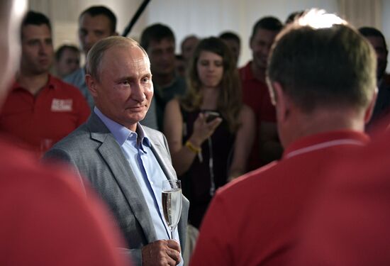 Vladimir Putin attends international combat sambo tournament
