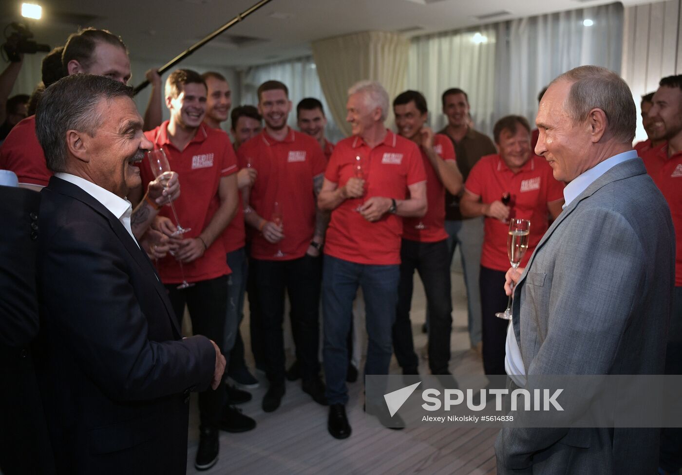 Vladimir Putin attends international combat sambo tournament